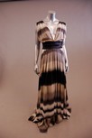Lot 26 - A grey, black and white printed silk evening...
