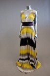 Lot 29 - A purple, yellow and grey printed silk evening...