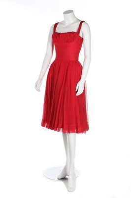 Lot 209 - A Jacques Heim red chiffon cocktail dress,...