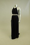 Lot 66 - A midnight blue silk halterneck gown, with...