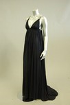 Lot 67 - A midnight blue silk empire-line gown, with...