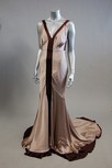 Lot 73 - A blush and chocolate brown satin evening gown,...