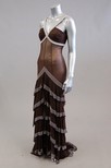 Lot 75 - A brown chiffon flamenco-style evening gown,...
