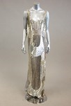 Lot 82 - A silver tulle evening gown, adorned all over...