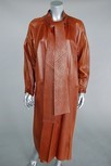 Lot 188 - A Jean Muir rich brown leather maxi coat with...