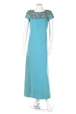 Lot 169 - A sky blue faille couture evening gown, circa...