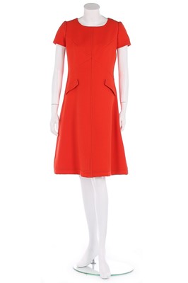 Lot 238 - A Courrèges orange double-faced wool mini...