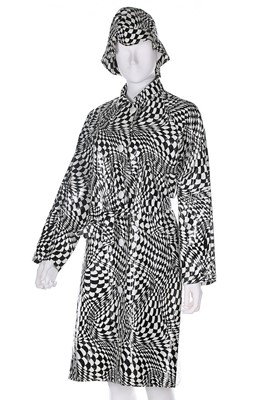 Lot 182 - A Delamare 'Op-art' vinyl coat and hat, 1960s,...