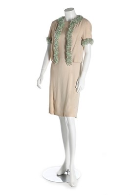 Lot 206 - A Christian Dior beige silk cocktail ensemble,...