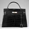 Lot 3 - An Hermès black crococdile Kelly bag, circa...