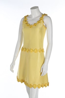 Lot 208 - An Andre Courrèges couture yellow satin...