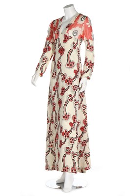 Lot 263 - An Ossie Clark moss crêpe and chiffon dress,...