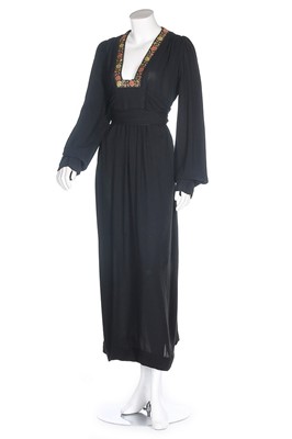 Lot 32 - An Ossie Clark black moss crêpe dress, mid...