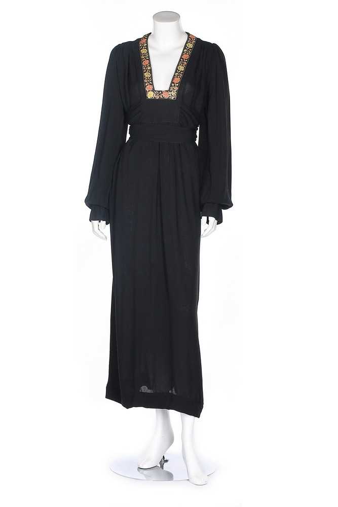 Lot 32 - An Ossie Clark black moss crêpe dress, mid