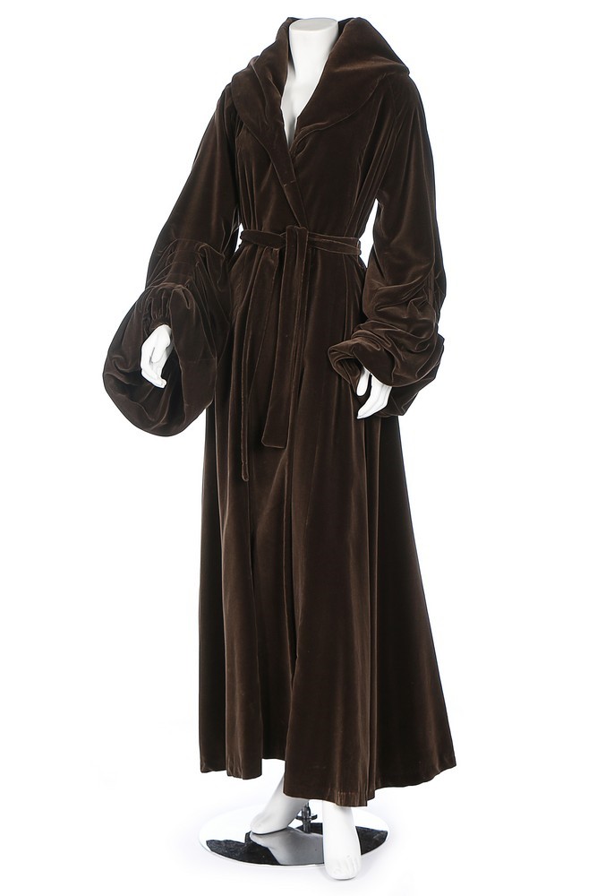 Lot 33 - An Ossie Clark brown velvet evening coat,