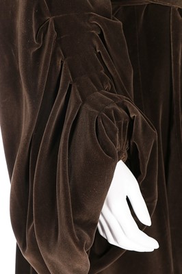 Lot 33 - An Ossie Clark brown velvet evening coat,...