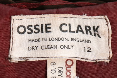 Lot 103 - An Ossie Clark brown velvet evening coat,...