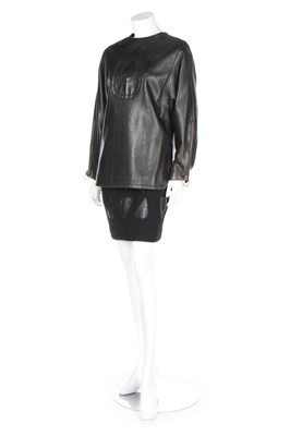 Lot 203 - A Pierre Cardin black lambskin tunic and wool...