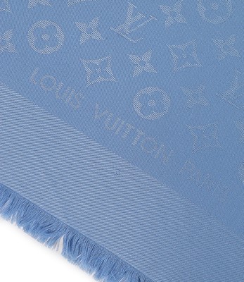 Lot 42 - A Louis Vuitton blue silk-wool monogrammed...
