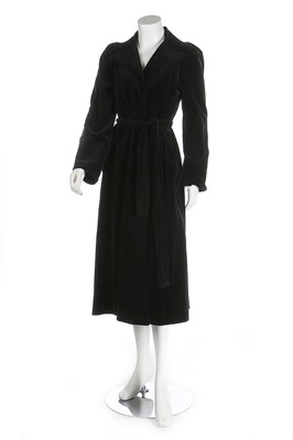 Lot 248 - An Ossie Clark black velvet maxi coat, mid...