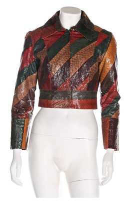 Lot 264 - An Ossie Clark snakeskin patchwork jacket,...