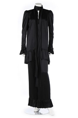 Lot 155 - An Yves Saint Laurent couture black satin...