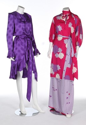 Lot 159 - Two Yves Saint Laurent couture purple silk...