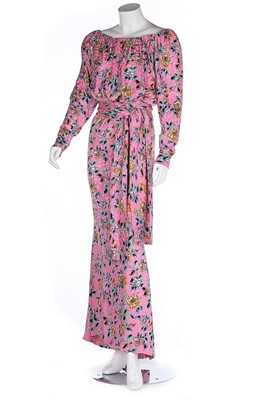 Lot 161 - An Yves Saint Laurent couture pink printed...