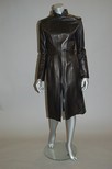 Lot 141 - A Gucci slim black leather coat, with short...