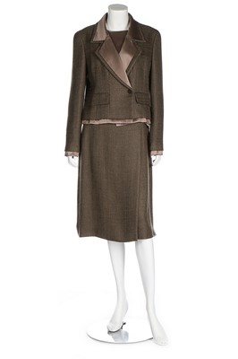 Lot 2 - A Chanel moss-brown mohair blend suit, 1999,...