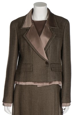 Lot 2 - A Chanel moss-brown mohair blend suit, 1999,...