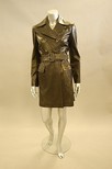 Lot 192 - An Alablack leather double-breasted trenchcoat,...