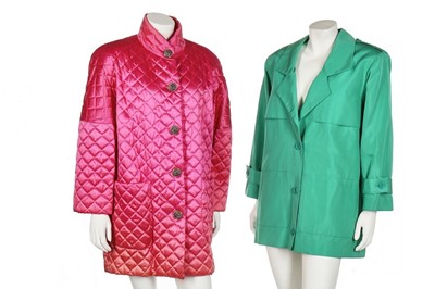 Lot 188 - Four brightly-coloured designer evening coats,...