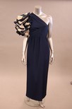 Lot 323 - A Louis Feraud navy crepe de chine evening...