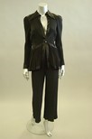 Lot 263 - An Ossie Clark black crimped crepe and satin...