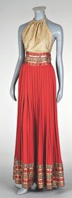 Lot 239 - A Crahay for Lanvin gold and red evening...