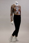 Lot 306 - A Lancetti brown velvet and chiffon cat-suit,...