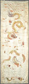 Lot 66 - A fine pair of embroidered hangings, Chinese...