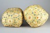 Lot 64 - Pair of 18th embroidered square cushions,...