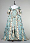 Lot 132 - A striped and brocaded silk open robe, 1770s,...