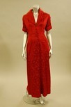 Lot 157 - A Paquin scarlet damask evening dress, circa...