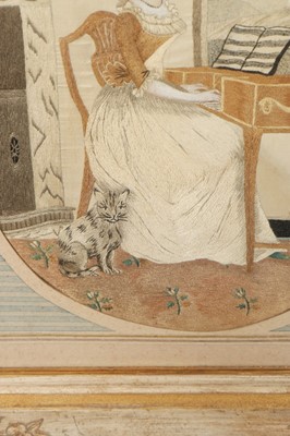 Lot 437 - Two framed needle-paintings, 1780s, each...