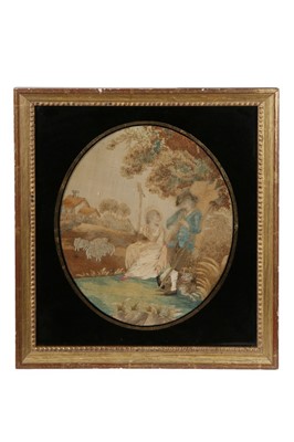 Lot 437 - Two framed needle-paintings, 1780s, each...
