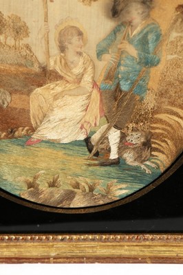 Lot 437 - Two framed needle-paintings, 1780s, each...