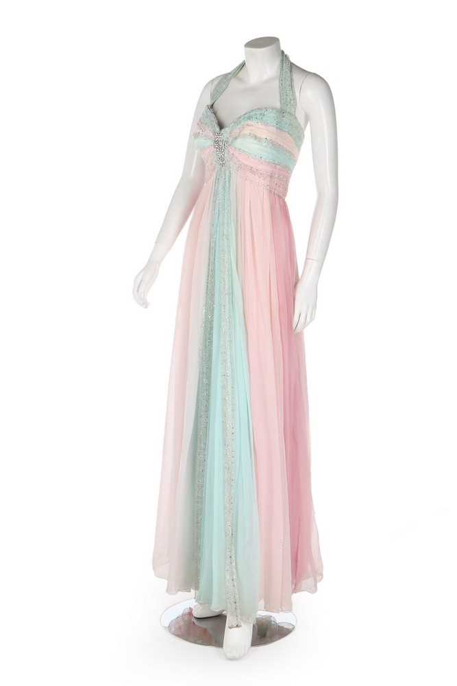 Lot 355 - Three bespoke silk chiffon evening gowns in...