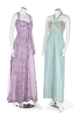 Lot 355 - Three bespoke silk chiffon evening gowns in...