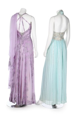 Lot 355 - Three bespoke silk chiffon evening gowns in...