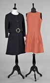 Lot 101 - A Pierre Cardin futuristic orange crpe dress,...