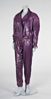 Lot 162 - A Claude Montana purple leather trouser suit,...