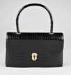 Lot 17 - A fine Hermès black crocodile handbag, 1960s,...